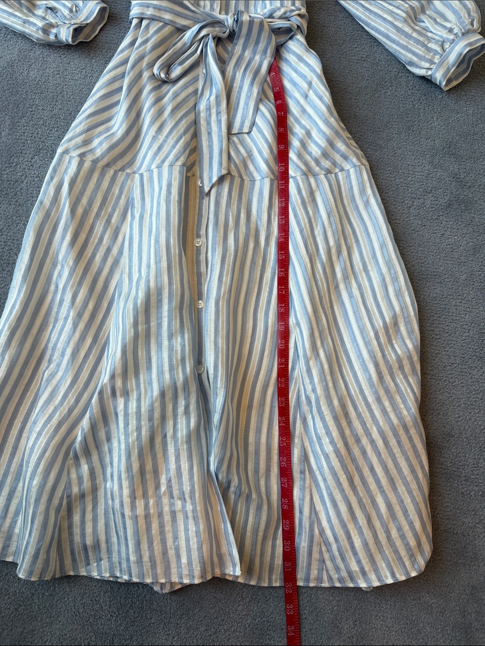 Veronica Beard Blue & White Striped Tie-Waist Midi Dress - Picture 9 of 11
